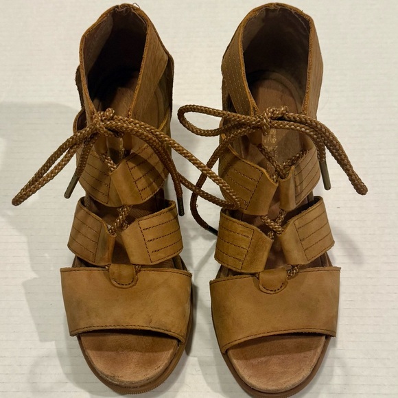 Sorel Shoes - SOREL Joanie II Lace Wedge Sandals Brown Leather Size 8.5